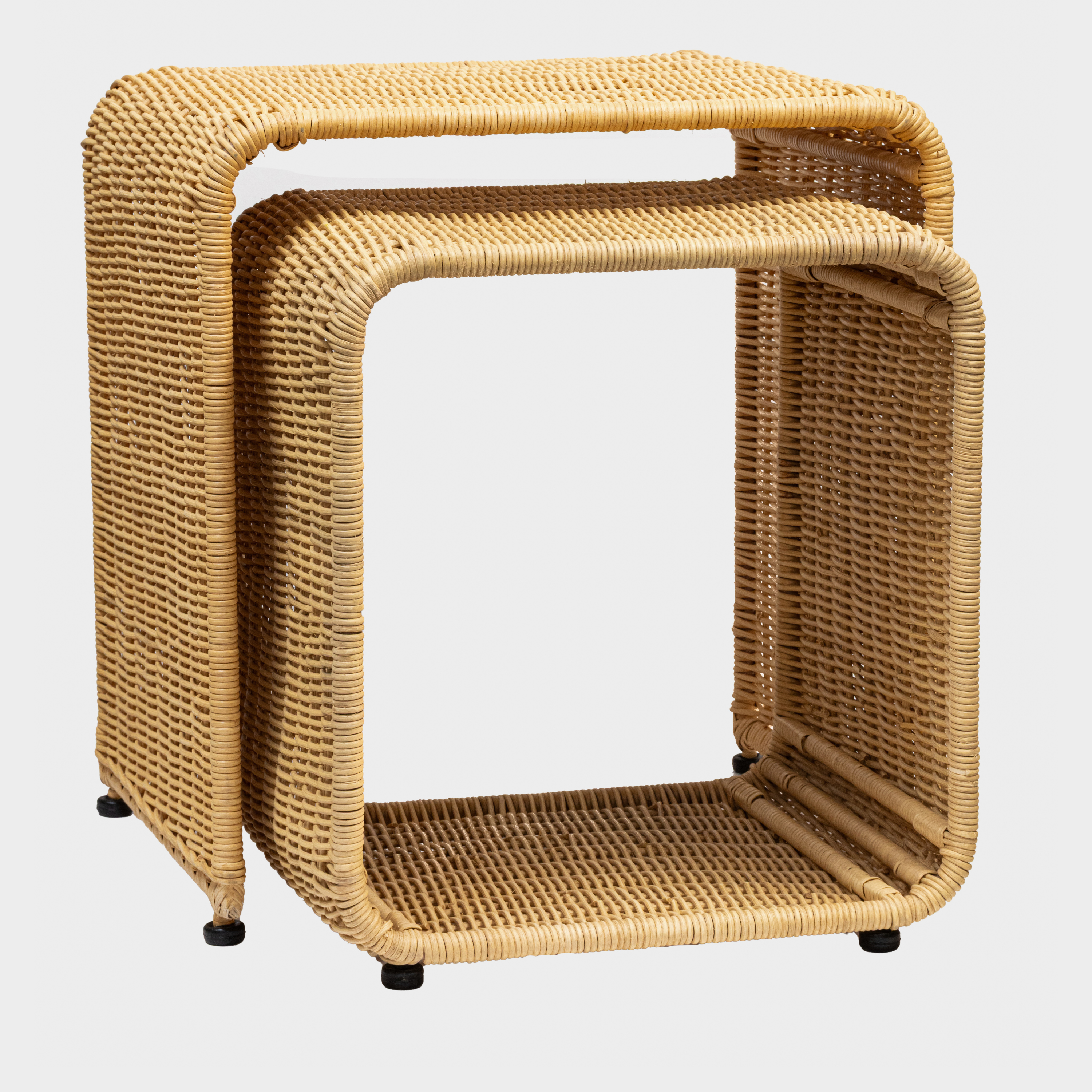 Natural rattan ikili yan sehpa seti, iç içe geçen ürün görseli
