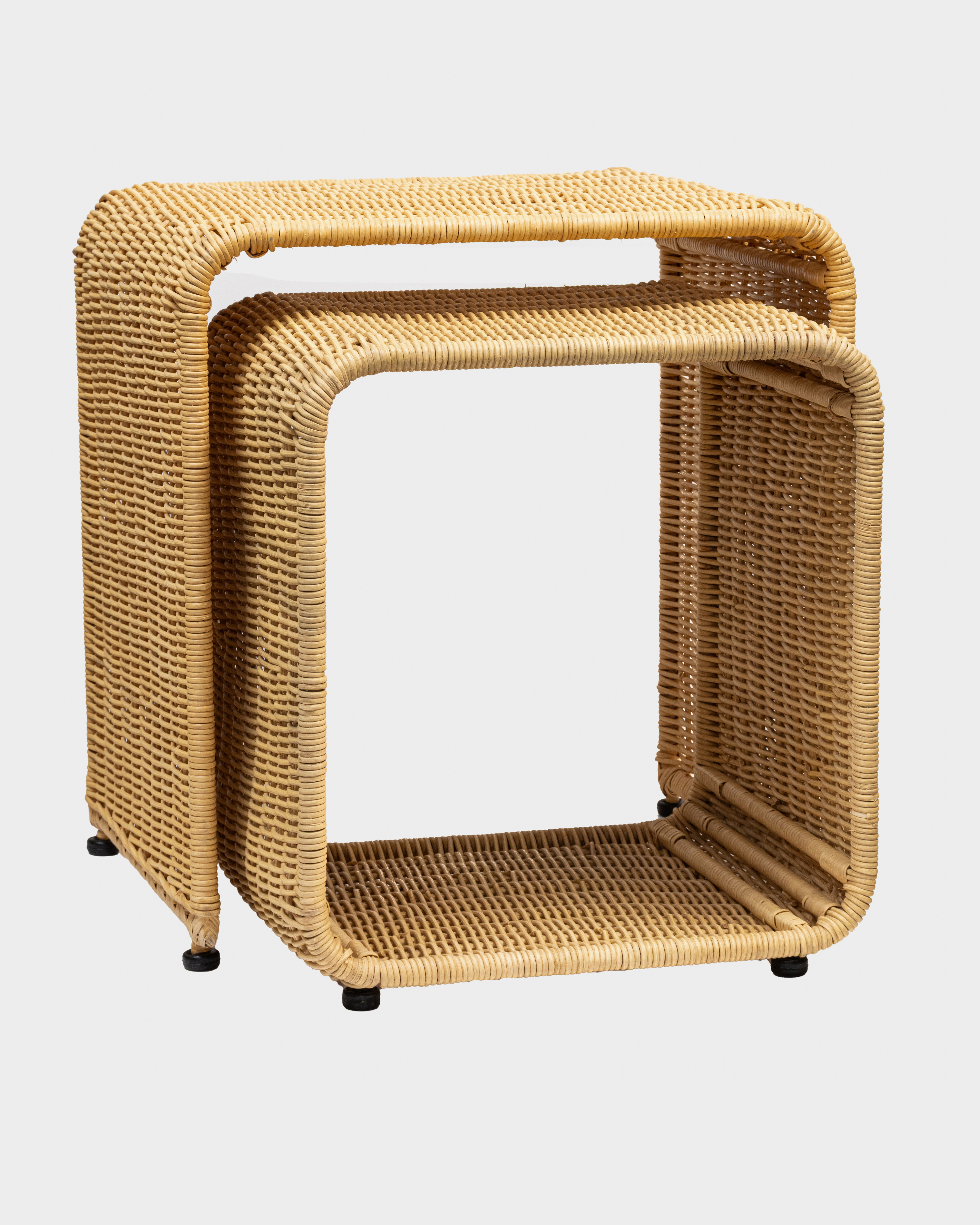 Natural rattan ikili yan sehpa seti, iç içe geçen ürün görseli
