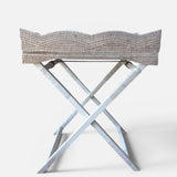 Rustic white wash dalgalı kenar rattan butler tepsi sehpa, on