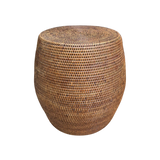 Doğal Rattan Davul Formlu Yan Sehpa