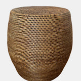 Doğal Rattan Davul Formlu Yan Sehpa