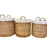 Rattan Kulplu Çamaşır Sepeti