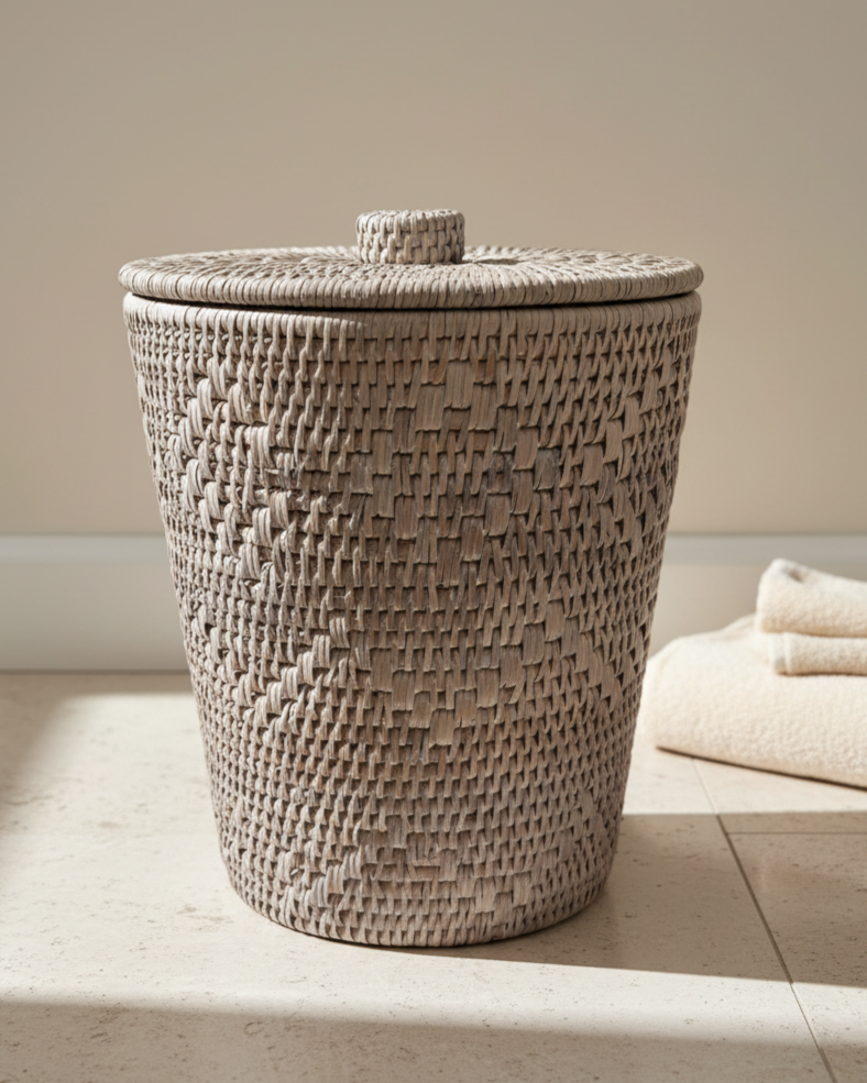kapaklı rattan dekoratif sepet